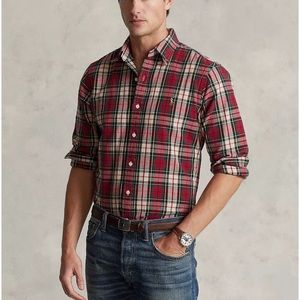Ralph Lauren Red Green Plaid Button Down Shirt